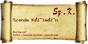 Szende Kálmán névjegykártya