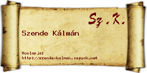 Szende Kálmán névjegykártya